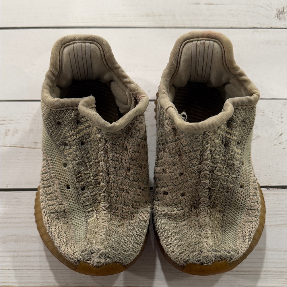 Yeezy Kids Knit Slip-On Sneakers - Light Beige with Gum Sole